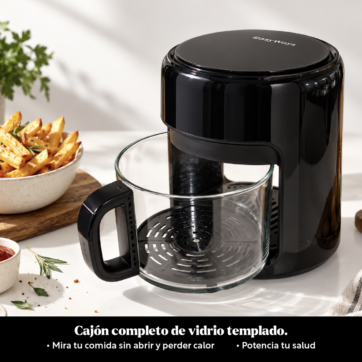 Freidora de Aire Air Fryer Crystal 4L vidrio EasyWays