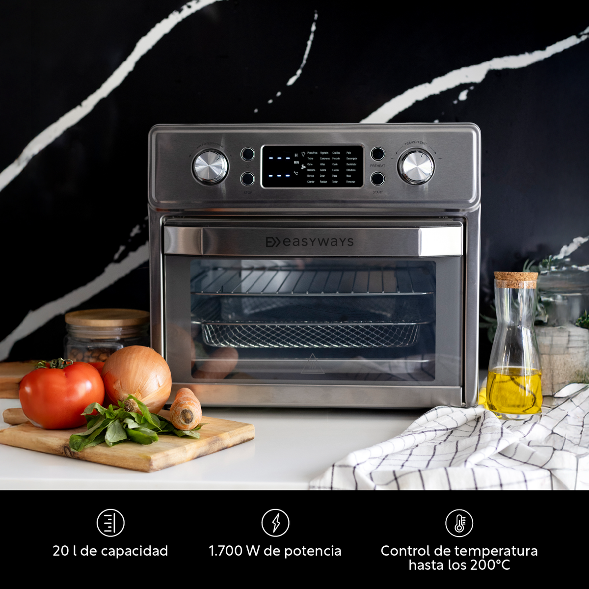 Freidora de Aire Horno Air Fryer Gourmet Pro 20 L EasyWays