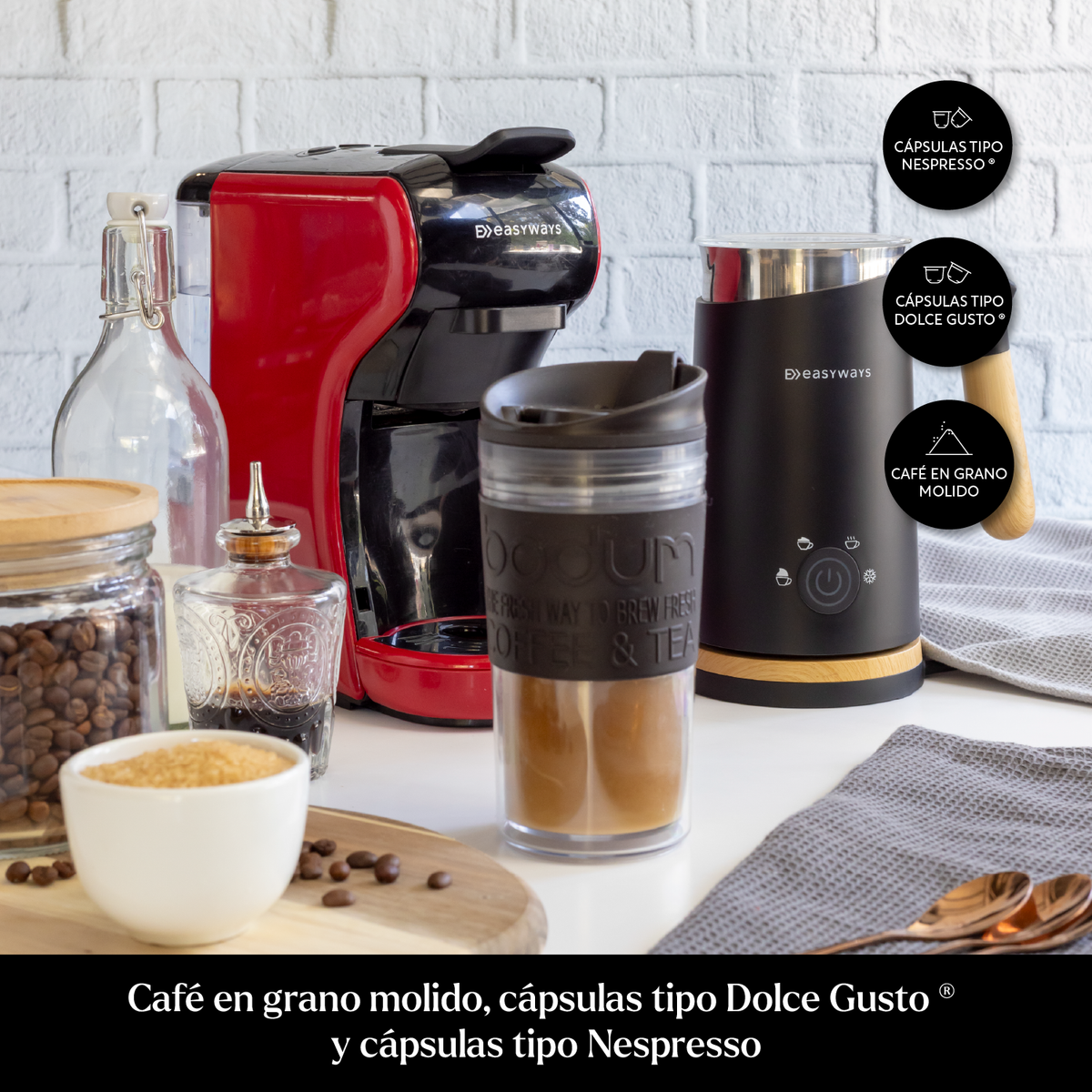Cafetera Cápsulas Espresso Milano Coffee 3 en 1 EasyWays