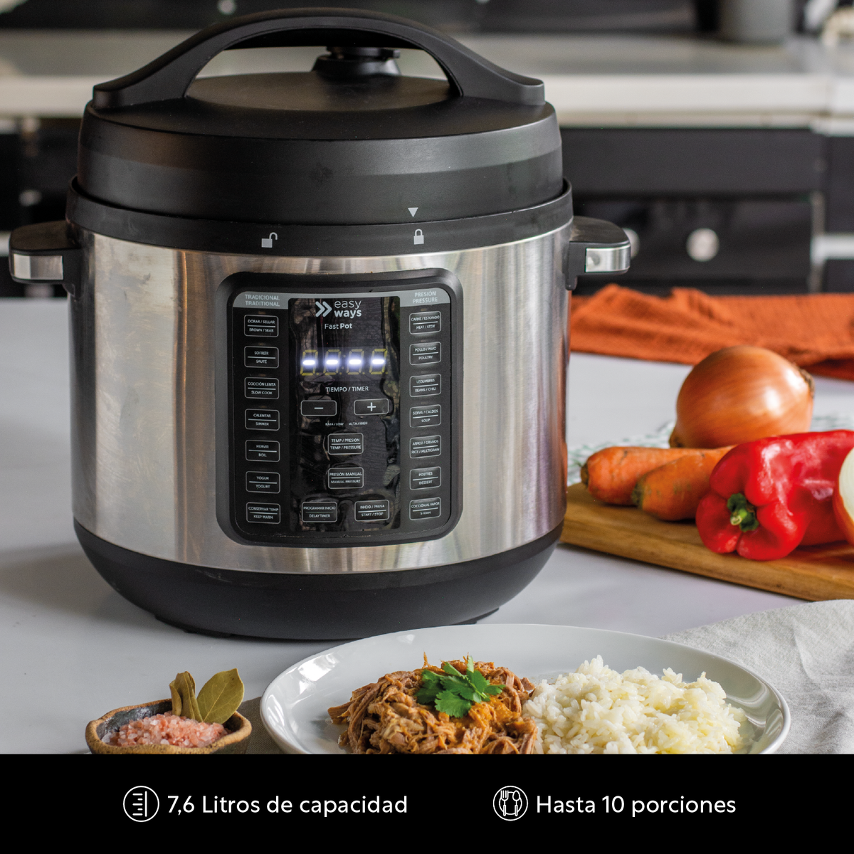 Olla Presión Multifuncional Fast Pot 7,6 L Ceramic+ EasyWays