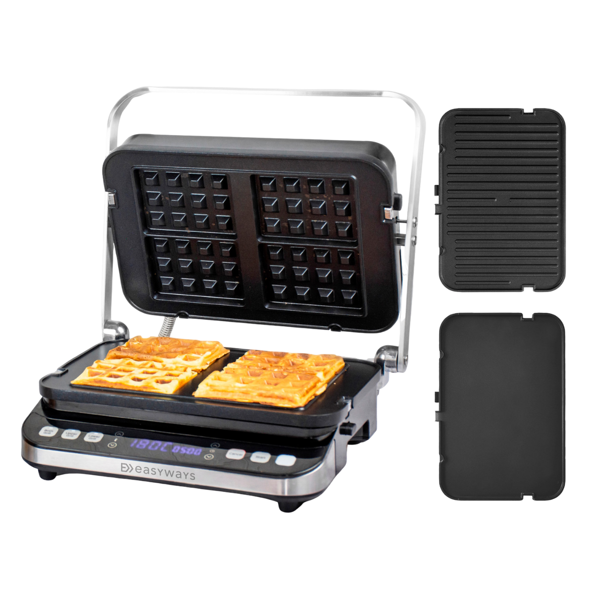 Plancha Parrilla, Waffles, Sandwich y Panini Let's Grill 3 en 1 EasyWays