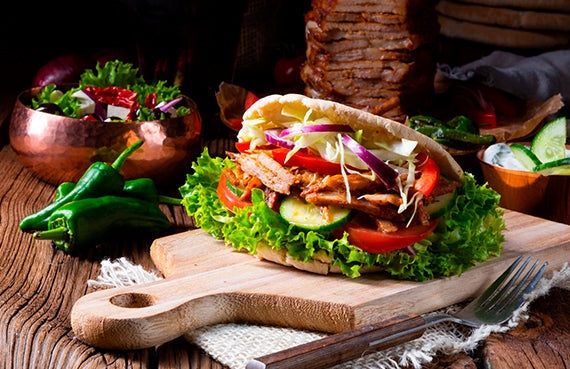 Pan pita rellenos de cordero a presión