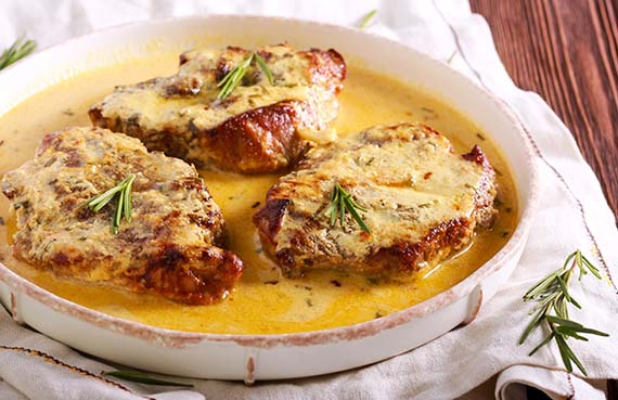 Chuletas de cerdo a la mostaza