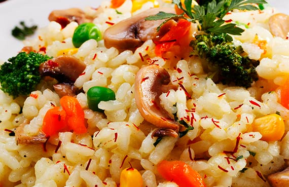 Risotto de callampas al azafrán