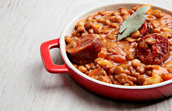 Lentejas con chorizo a presión
