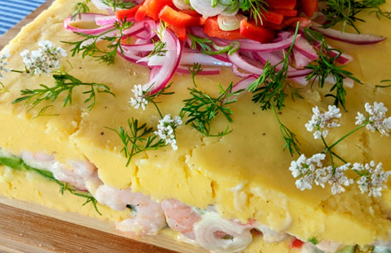 Causa limeña de camarones
