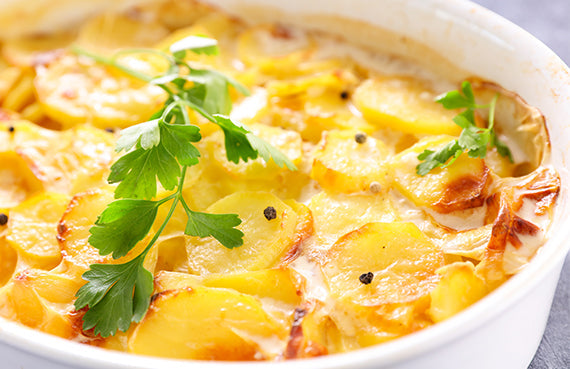 Papas a la crema con vino blanco a presión