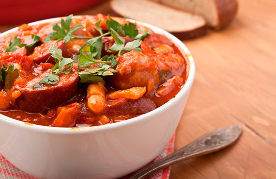 Estofado de chorizo con tomates