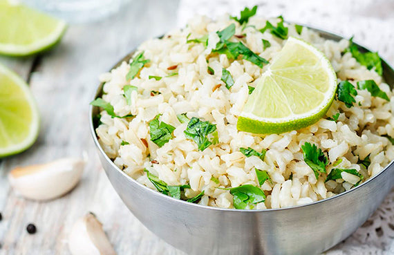 Arroz con cilantro y limón a presión