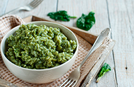 Risotto con espinaca a presión