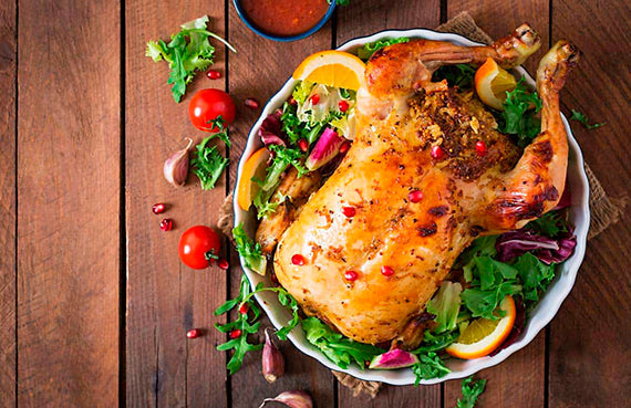 Pollo entero con stuffing