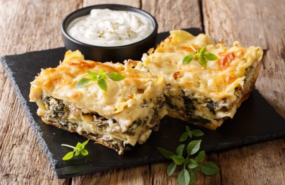 Lasaña de pollo y champiñones