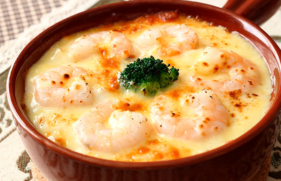 Chupe de alcachofas y camarones