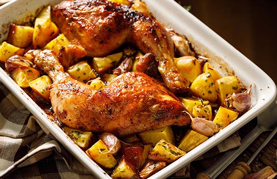 Pollo al limón con papas soufflé
