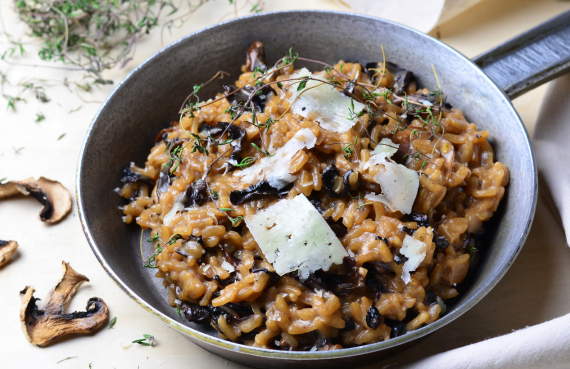 Risotto de champiñones morel