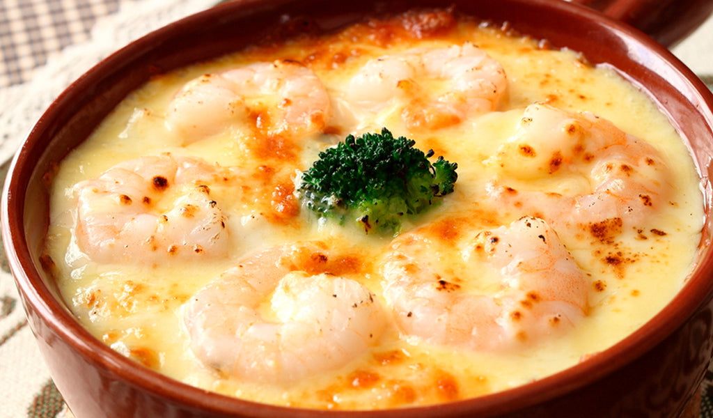 Chupe de alcachofas y camarones
