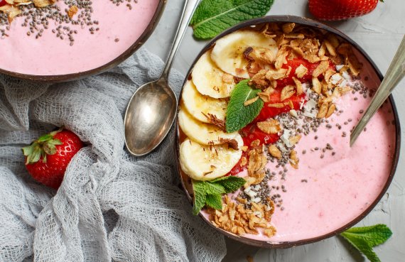 Smothie bowl de frutilla y plátano