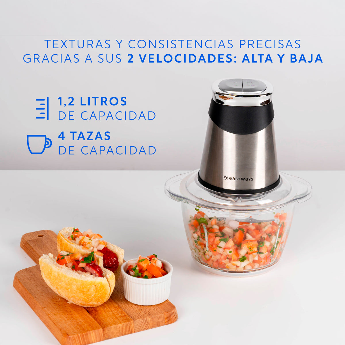 Picadora Eléctrica Alimentos Power Cutter 1,2 L EasyWays